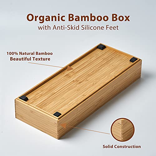 Umilife Bamboo Kitchen Drawer Organizer Boxes with Anti-Skid - Image 4