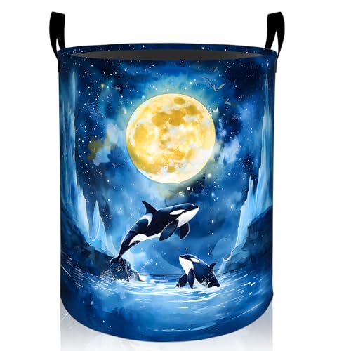 Orca Moonlit Laundry Basket, Ocean Night Oxford Cloth - Image 2