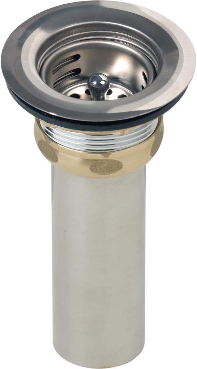 Elkay LK58 2" Drain Fitting with Type 304 Stainless Steel Body, Stainless Steel Strainer Basket, and Rubber Seal