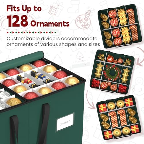 Christmas Ornament Storage Box with 8 Trays, Fits 128 - Image 6