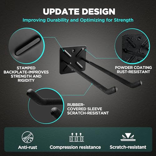 Garage Wall Hangers, Heavy Duty Ladder Hooks, 12.4 Inch 4 Pack - Image 5