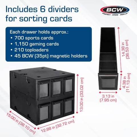 BCW 6-Drawer Card Catalog, Black - Image 3