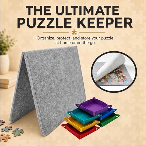 1000 Piece Felt Puzzle Board with Cover - Folding Table, 6 Trays - Image 6