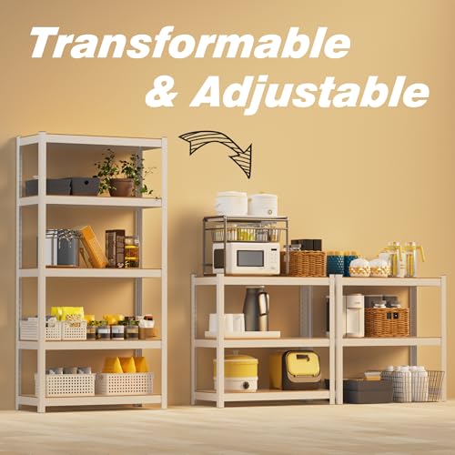 5 Tier Storage Shelves White Metal Garage Shelving 24"W x - Image 4