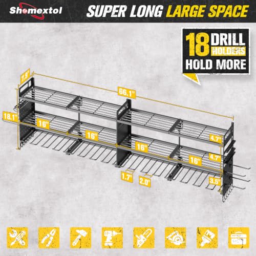 2 Pack Power Tool Organizer Wall Mount, 3-Layer,18 Drill Holders - Image 3