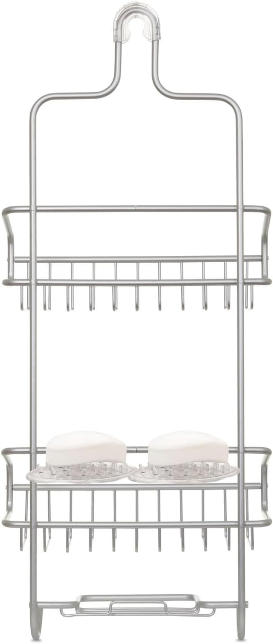 Better Houseware Aluminum Shower Caddy (Silver) + Soap Holder/Saver Set
