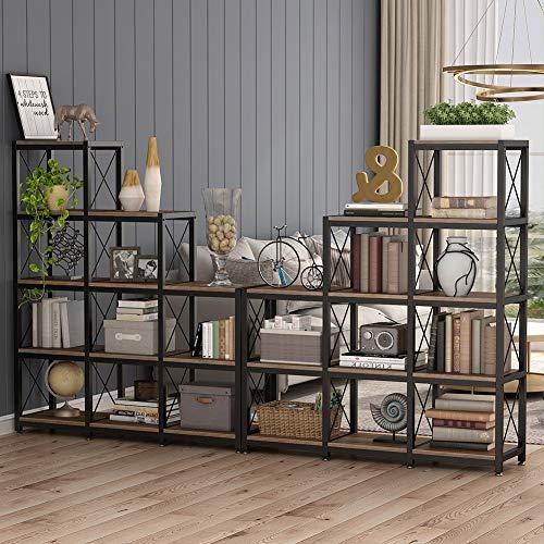 Tribesigns 12 Shelves Bookshelf, Industrial Ladder Corner - Image 4