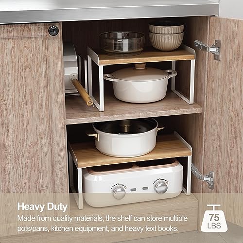 Mitus Stacking Wood Shelf Organizer, Counter Cabinet Storage Rack - Image 7