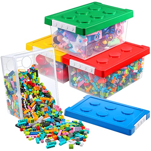 Vicenpal 4 Pack Toy Storage Containers with Lids Brick Shaped - Image 2