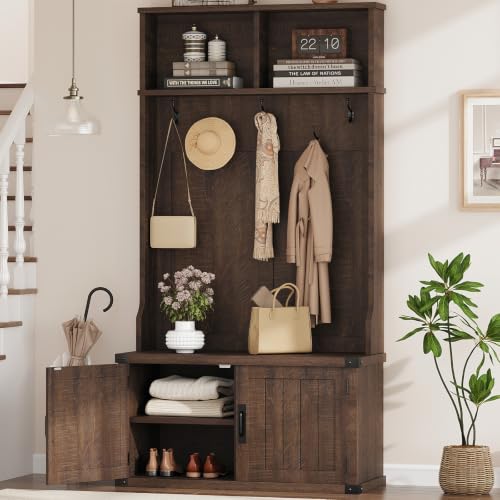 Garvee 77" H Farmhouse Hall Tree with Bench & Shoe | Home Organization - Image 2