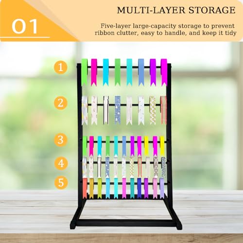 5 Tier Metal Ribbon Organizer Rack for Countertop Craft - Image 5