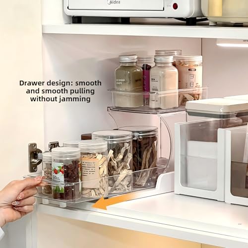 Jsyrjing 2 Pack Pull Out Spice Rack, 2 Tier Clear Cabinet - Image 4