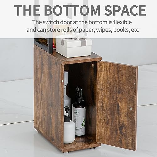 SUNTAGE Small Narrow Bathroom Storage Cabinet w/Toilet Paper Roll - Image 5