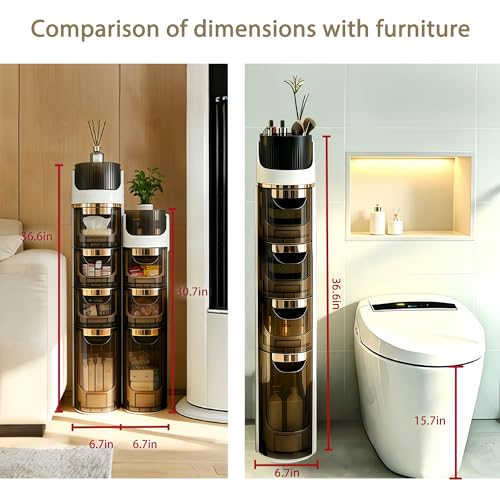 BGYMF 4-Tier Narrow Slim Bathroom Storage Cabinet,Movable,White - Image 3