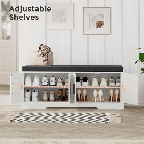 Homleke Shoe Storage Bench, 4 Doors & Thickened Padd | Home Organizati - Image 7