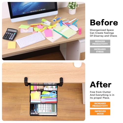 Under Desk Drawer, Clamp on Desk Organizer Slide Out Table - Image 7