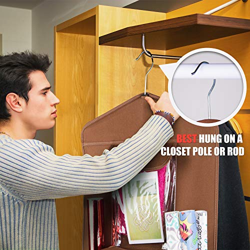 Double-Sided Hanging Gift Bag and Gift Wrap Organizer (Brown) - Image 5