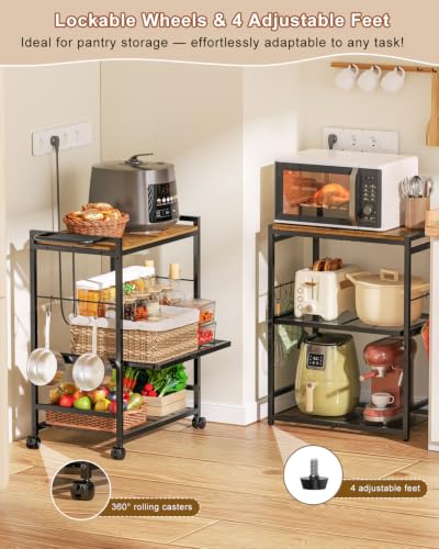 Feyejade 3-Tier Rolling Kitchen Cart with Storage, Compact Metal - Image 7