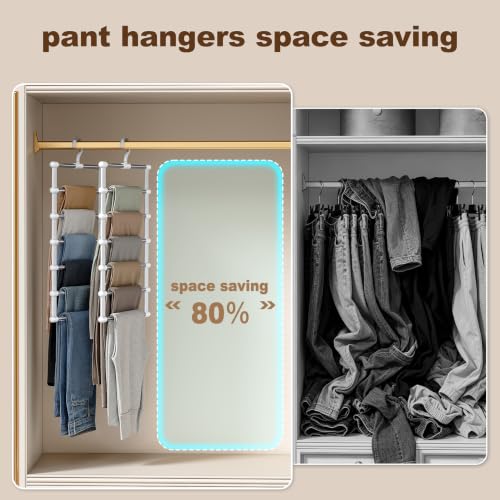 2 Pack Pants Hangers Space Saving, 6 Tier Jeans Organizer - Image 4