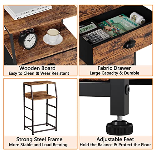 Nightstand with 3 Fabric Drawers, Small Bedroom Storage Cabinet - Image 5