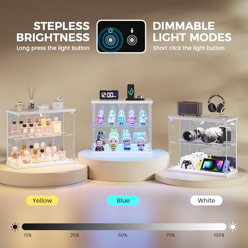 Dystler Glass Display Case with LED Lights, Small 2-Tier - Image 6