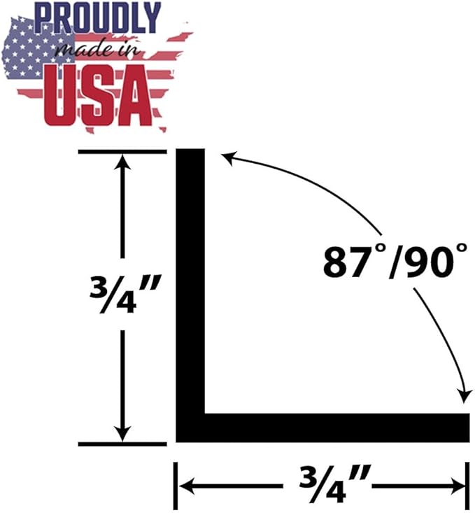 Outwater Plastics 1935-Bk Black 3/4" X 3/4" X 5/64" (.078") Thick Styrene Plastic Even Leg Angle Moulding 36 Inch Lengths (Pack of 4)