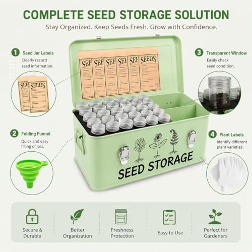 Seed Storage Box – Metal Seed Packet Organizer with Garden - Image 6