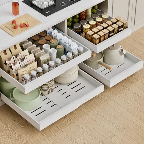 PAKETA 4 Pack Expandable Pull Out Cabinet Organizer,21" Deep - Image 2