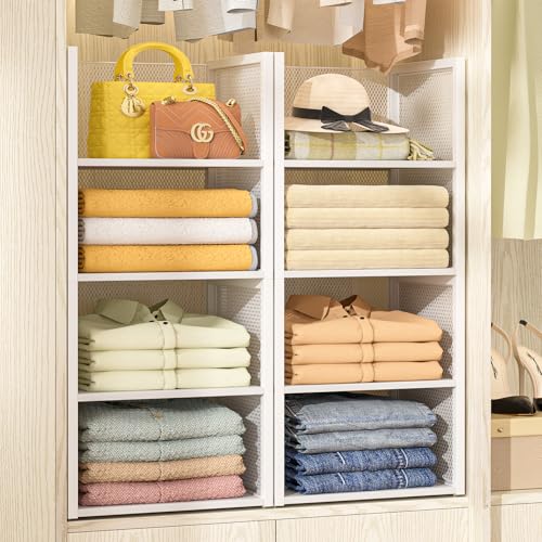 4-Tier Stackable Closet Organizers and Storage Basket, Wire - Image 2