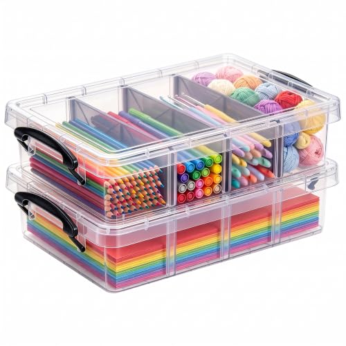 Citylife 2PC Storage Bins with Lids,Storage Box with Dividers - Image 2