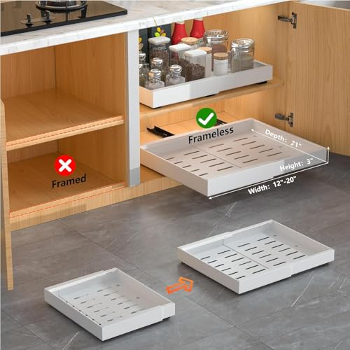 DEKAVA 4 Pack Pull Out Cabinet Organizer Expandable, Adhesive - Image 6