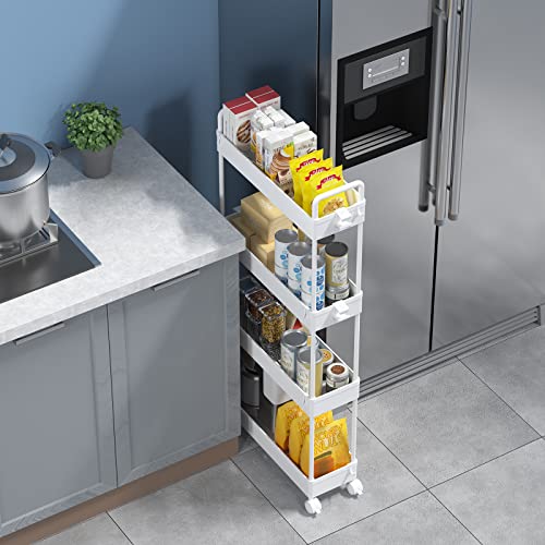 SOLEJAZZ Slim Rolling Storage Cart Skinny Bathroom Organizer, 4 - Image 4
