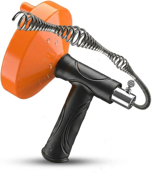 Drain Auger 33 Feet, Plumbing Snake Hair Clog Removal Tool, Heavy Duty Toilet Auger, Clog Remover Tool for Bathroom Kitchen Tub Shower Drain Clog Remover with Gloves, Orange