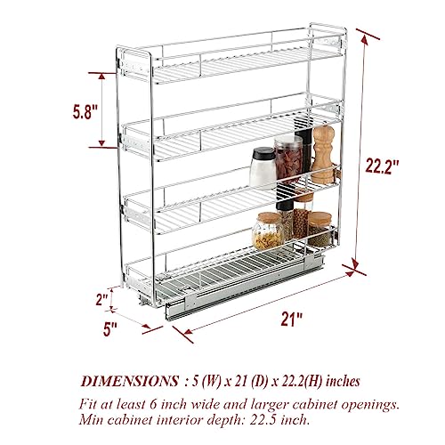 OCG 4-Tier Pull Out Kitchen Cabinet Spice Rack Holder Shelves (5" - Image 3