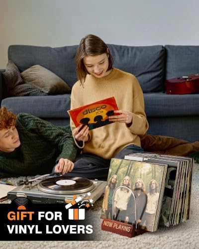 Bulado Now Playing Vinyl Record Holder for 50 LPs, Wooden - Image 3