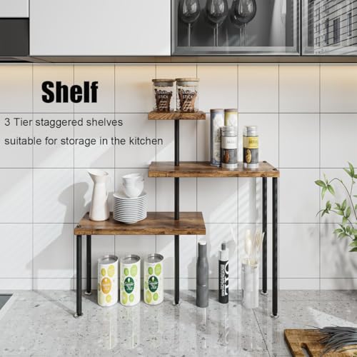 3 Tier Adjustable Countertop Organizer Corner Shelf - Image 4