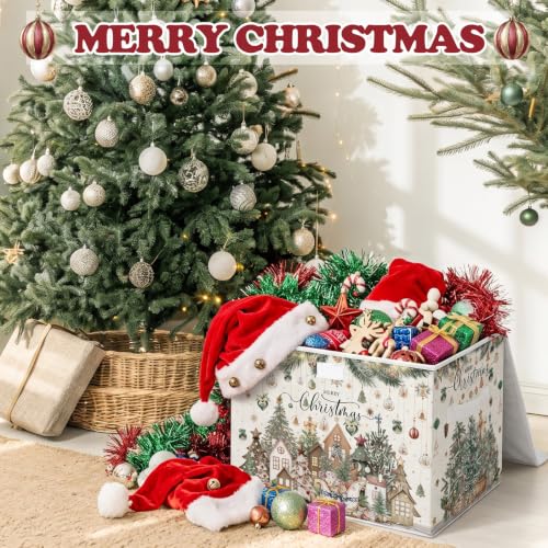 Briwooody Neutral Christmas Storage Bin with Lid | Home Organization - Image 7