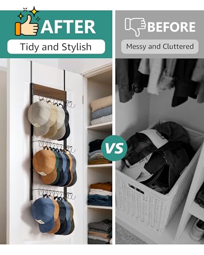 Over the Door Hat Organizer with 30 Hooks, 3-Tier Hat Rack - Image 5