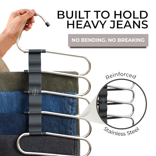 Pants Hangers Space Saving - 2 Pack - Non-Slip Multi-Tier Hangers - Image 5