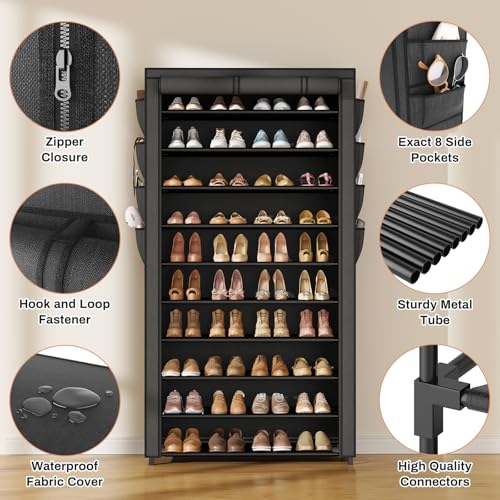 VTRIN Tall Shoe Rack with Cover, 10 Tier Shoe Organi | All Products - Image 6