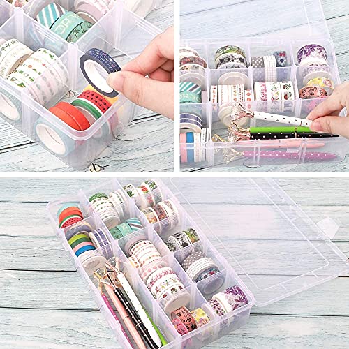Bead Organizer Storage 3 Pack 15 Grid Clear Plastic Tackle - Image 6
