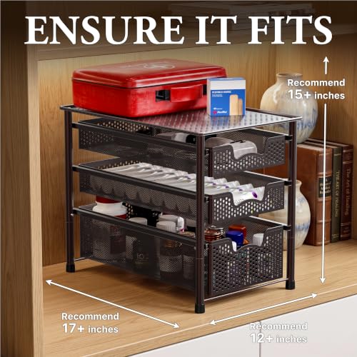 Simple Houseware Stackable 3 Tier Sliding Basket Organizer - Image 4