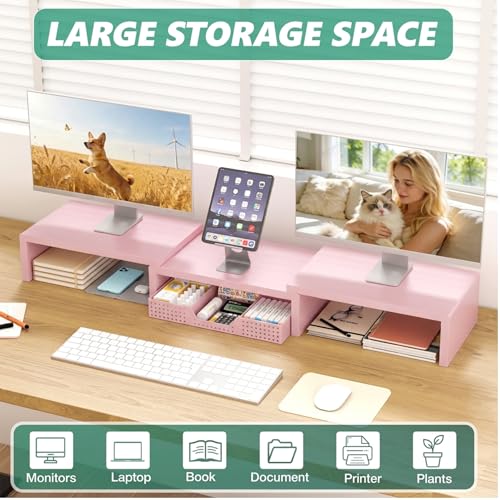 OPNICE Dual Computer Monitor Stand Riser, Desk Organ | All Products - Image 4