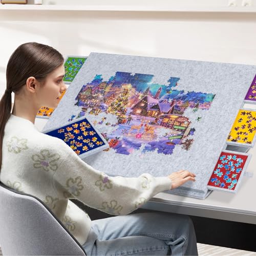 Lavievert 2000 Pieces Portable Jigsaw Puzzle Board with 6 - Image 3