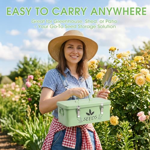 Seed Storage Organizer, Metal Garden Seed Storage Box Kit - Image 3