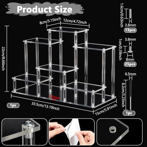 NBEADS 6-Tier Clear Action Figures Display Risers Stand Shelf - Image 3