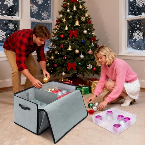 BALEINE Christmas Ornament Storage Box with Dividers - Image 7