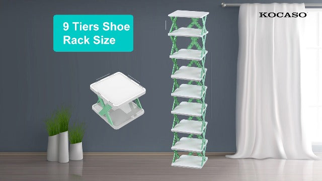 KOCASO Tall Narrow Vertical Shoe Rack, 9 Tier Space Saving Shoe - Image 8