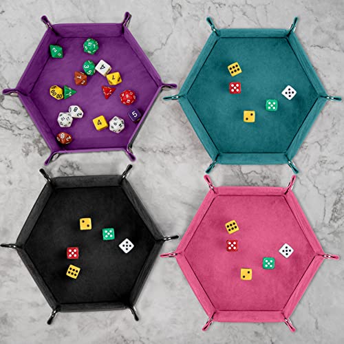 SIQUK 6 Pieces Dice Tray Hexagon Dice Rolling Holder Folding PU - Image 7