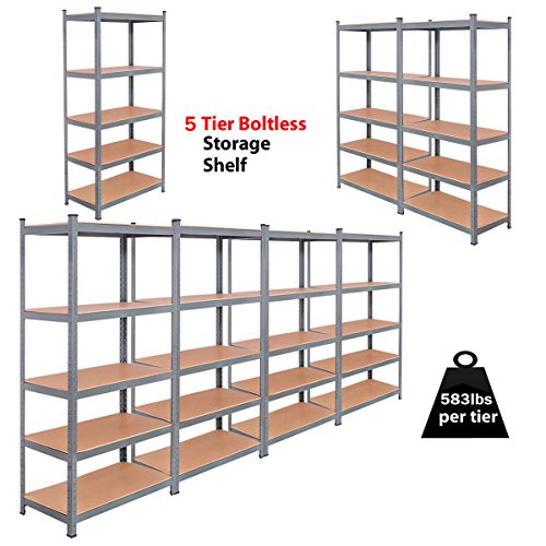 Tangkula 5-Tier Heavy Duty Alloy Steel Storage Shelves - Image 7